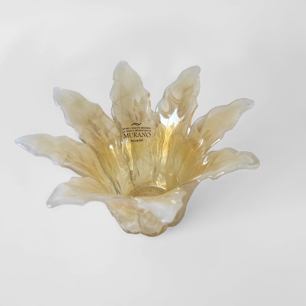 Lavorazione Murano Art Glass, Honey and white Color